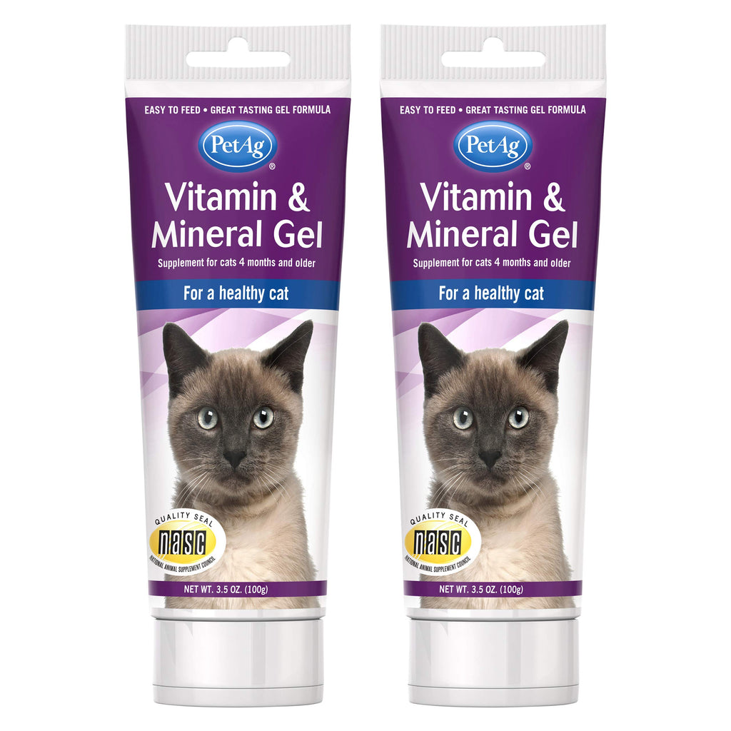 Pet-Ag Vitamin & Mineral Gel Supplement for Cats - 3.5 oz Pack of 2 - Provides Basic Daily Vitamins & Minerals for Cats 4 Months and Older - Easy to Digest