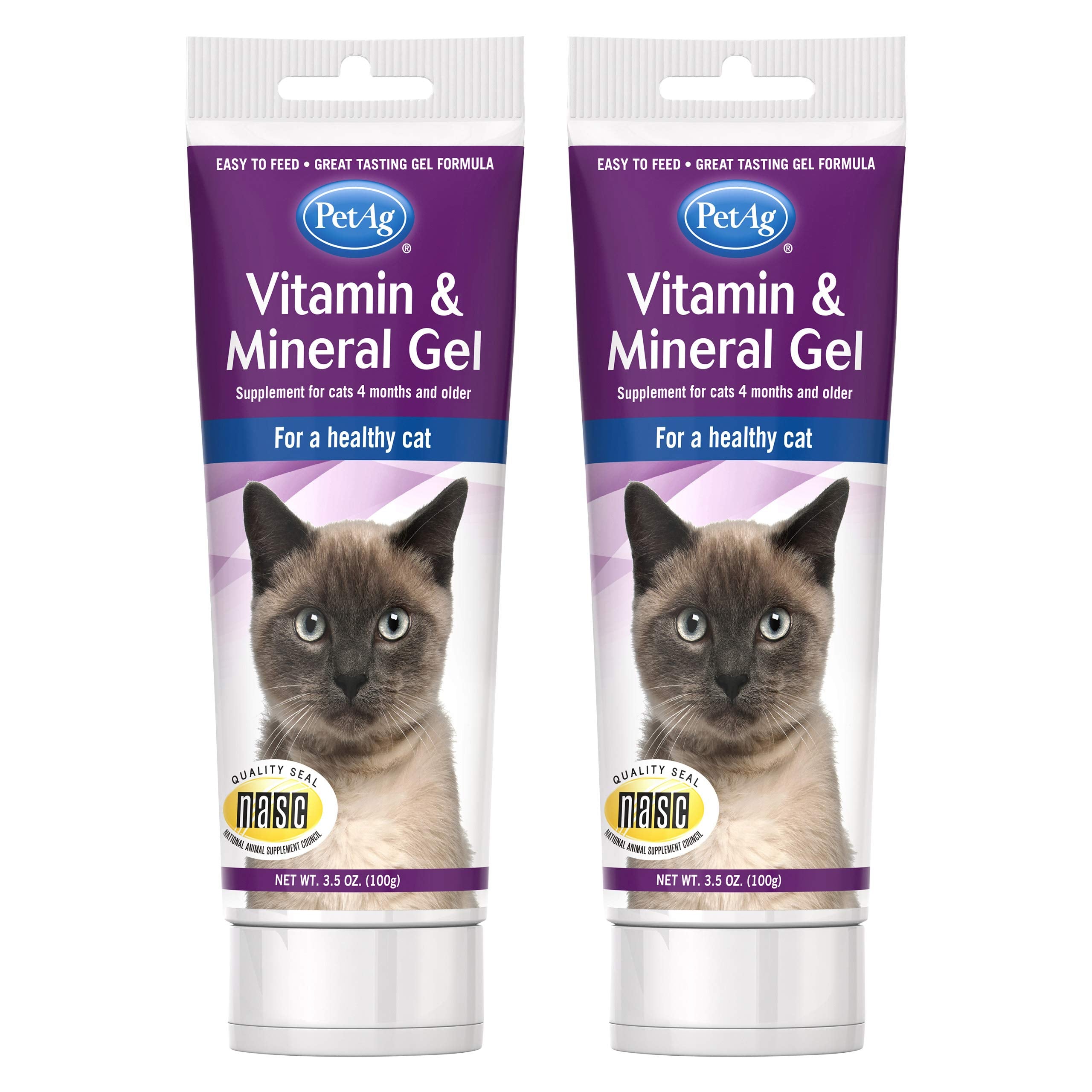 Pet-Ag Vitamin & Mineral Gel Supplement for Cats - 3.5 oz Pack of 2 - Provides Basic Daily Vitamins & Minerals for Cats 4 Months and Older - Easy to Digest